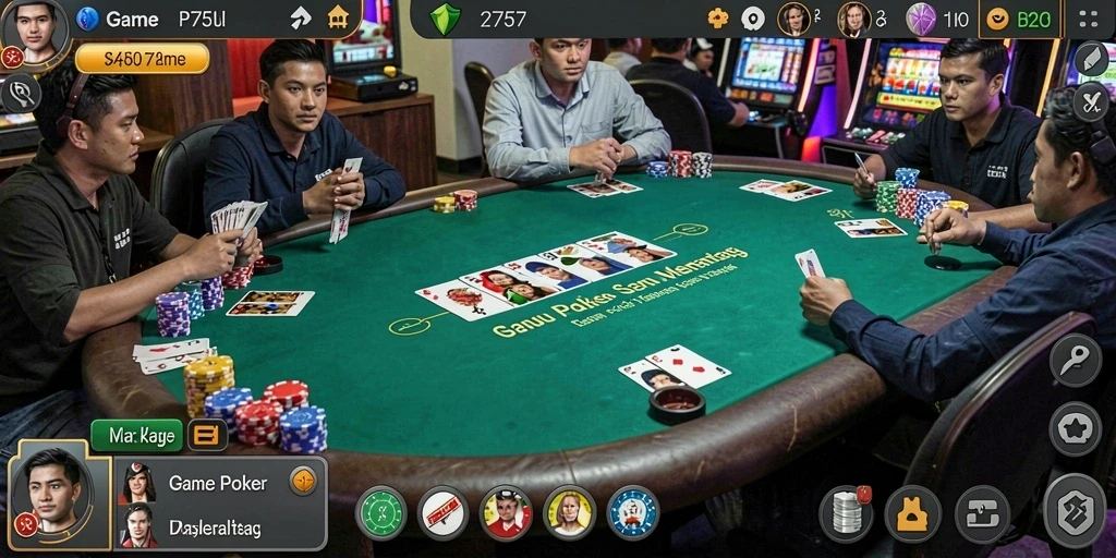 Tampilan gameplay poker yang menegangkan di 2757.