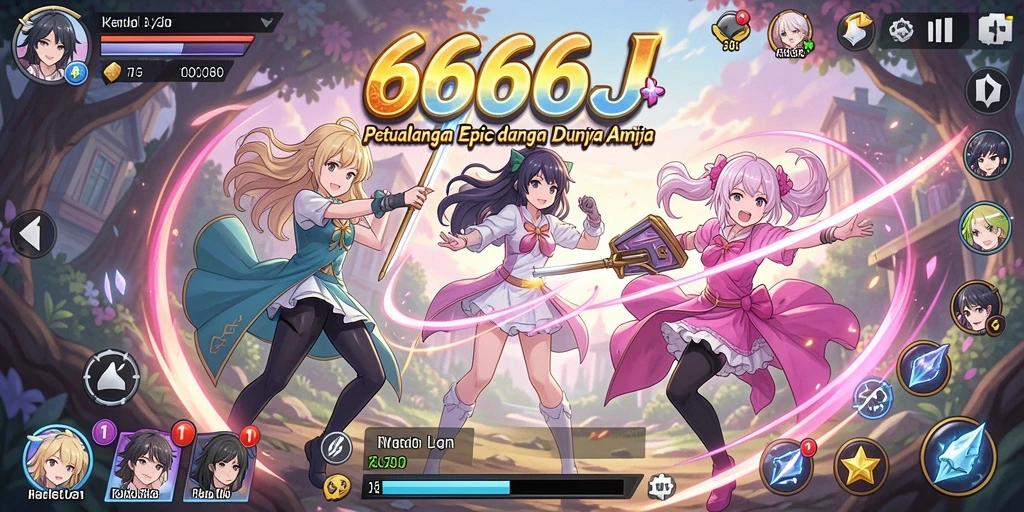 Screenshot aksi seru dalam game Anime 666J.