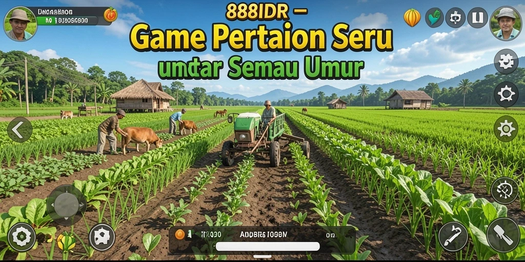 Gameplay 888IDR dengan aktivitas bertani yang seru.