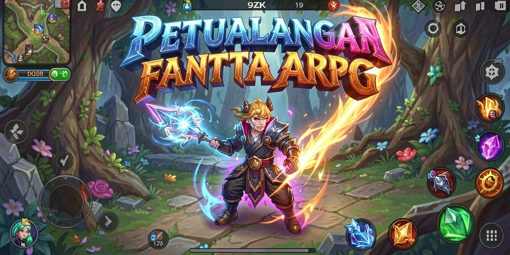 Tampilan seru gameplay ARPG di 9ZK dengan pertempuran mendebarkan.