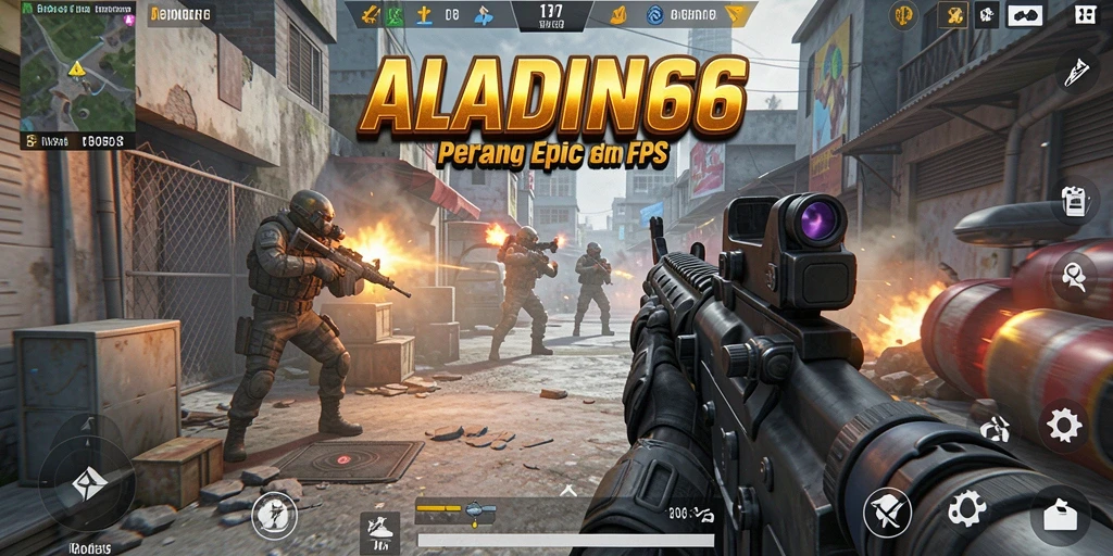Tampilan seru gameplay <strong>ALADIN66</strong> dengan aksi pertempuran FPS.