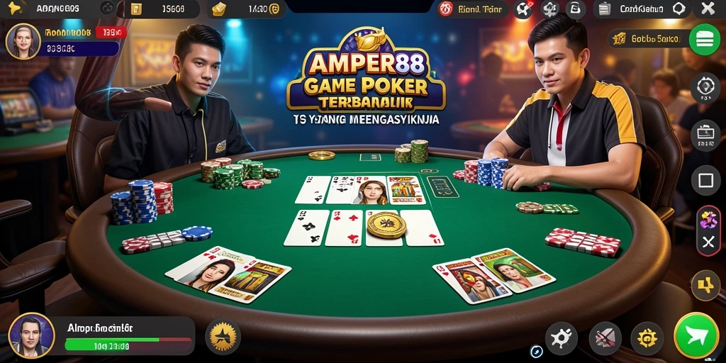 Tampilan menarik dari gameplay Poker di AMPER88.