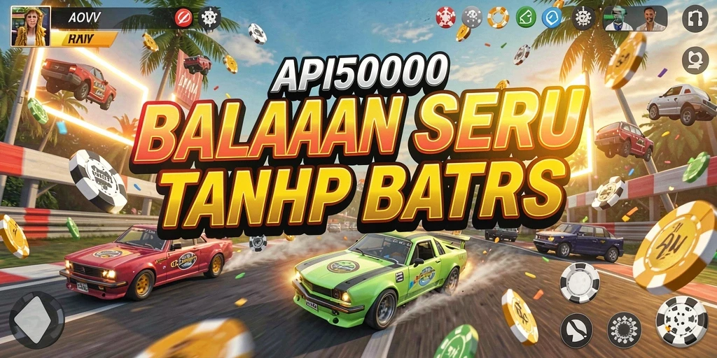 Tampilan penuh aksi balapan di jalan yang menegangkan.