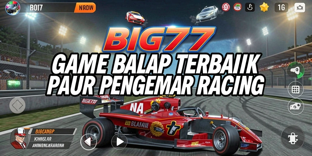 Screenshot game BIG77 menunjukkan aksi balap yang mendebarkan.