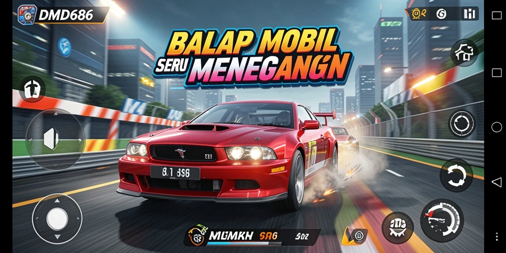 Gameplay intens balapan mobil di DMD686.