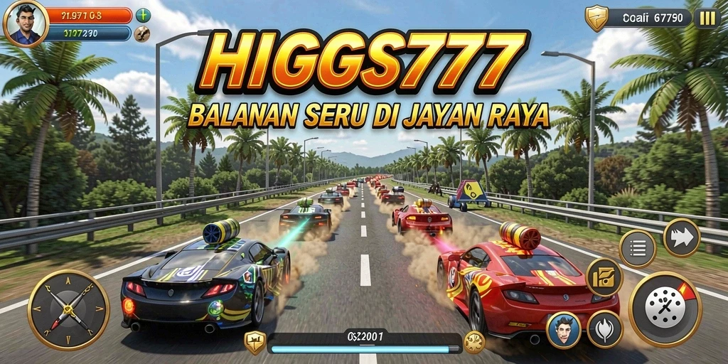 Screenshot gameplay HIGGS777 menampilkan aksi balapan seru yang mendebarkan.