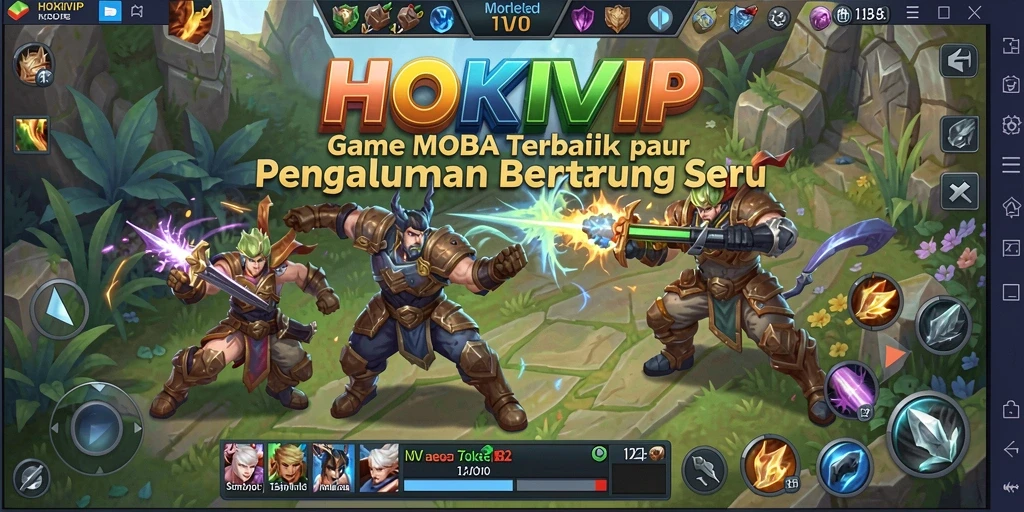 Tampilan gameplay seru HOKIVIP dengan aksi MOBA yang mendebarkan.