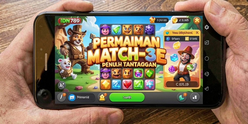 Screenshot IDN789 menampilkan gameplay seru permainan Match-3.