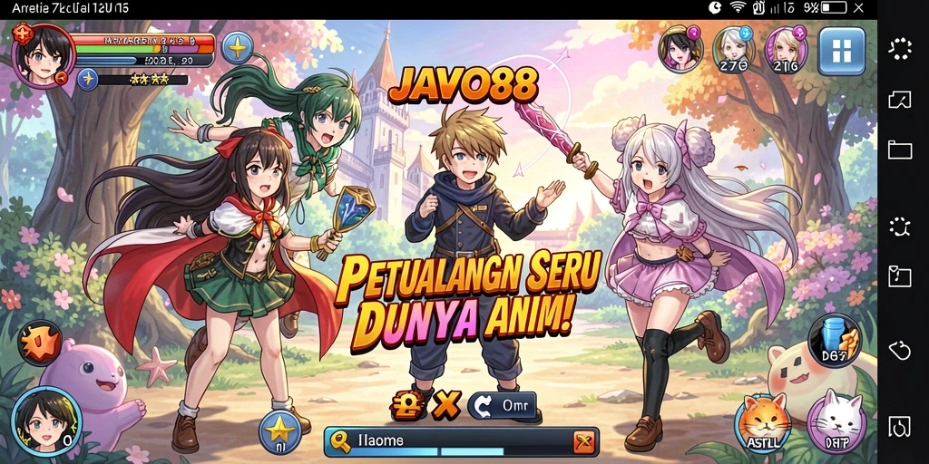 Tangkapan layar dari gameplay <strong>JAVO88</strong> yang menampilkan aksi seru dan karakter Anime.