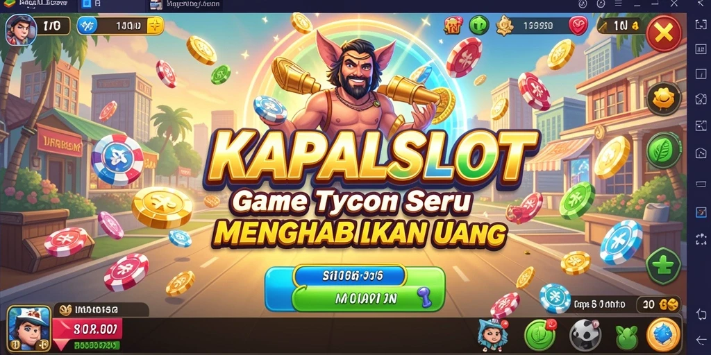 Screenshot gameplay KAPALSLOT yang menampilkan pengelolaan kapal dan bisnis.