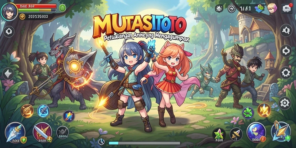 Tampilan gameplay yang menarik dari MUTASITOTO dengan karakter anime.