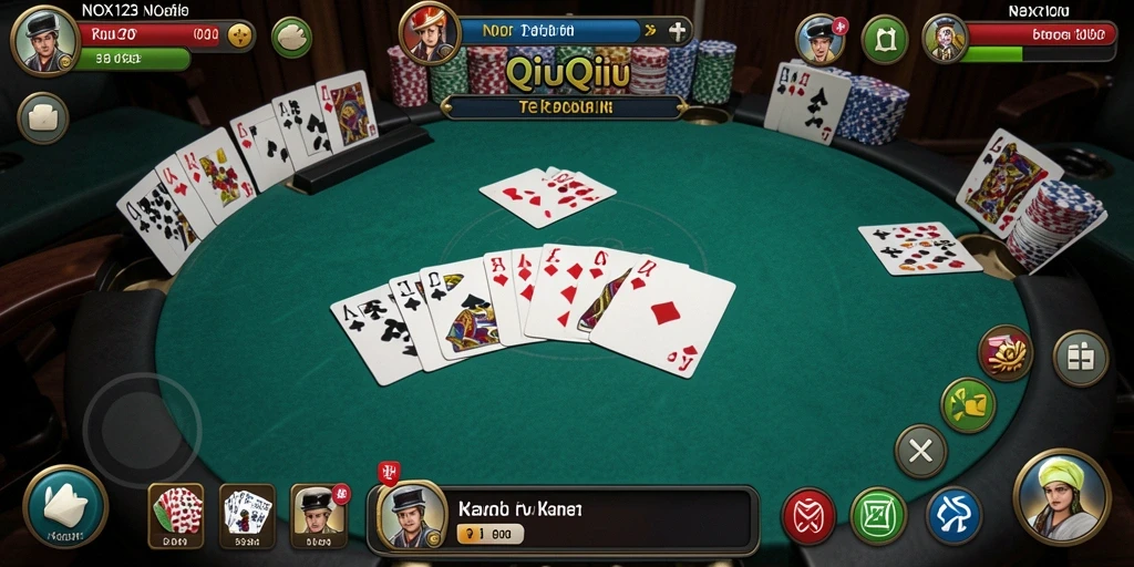 Menampilkan gameplay seru dari NOX123 QiuQiu.