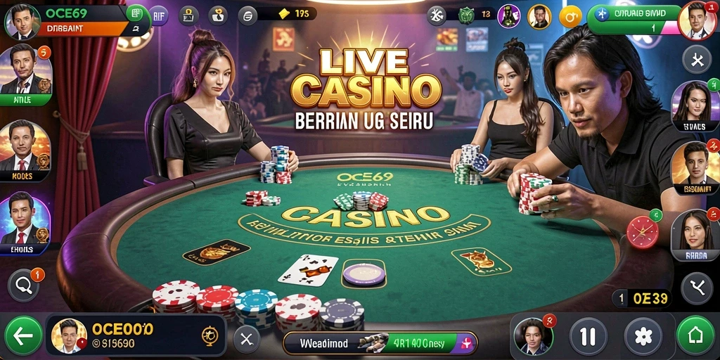 Screenshot OCE69 menampilkan dealer langsung dan permainan interaktif yang mengasyikkan.