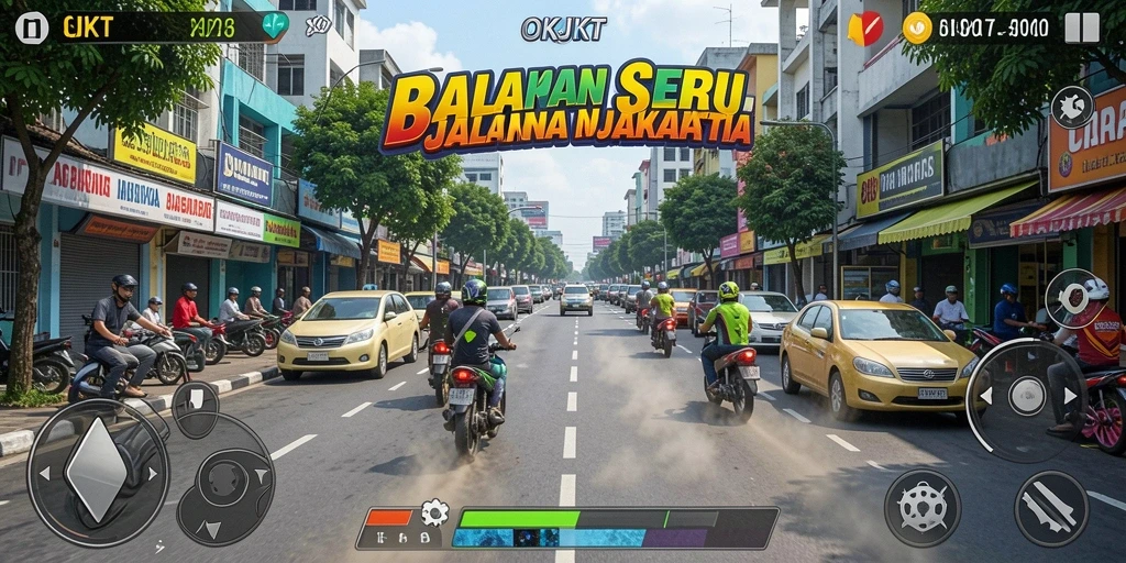 Gameplay mendebarkan balapan di jalanan Jakarta dengan mobil kencang.
