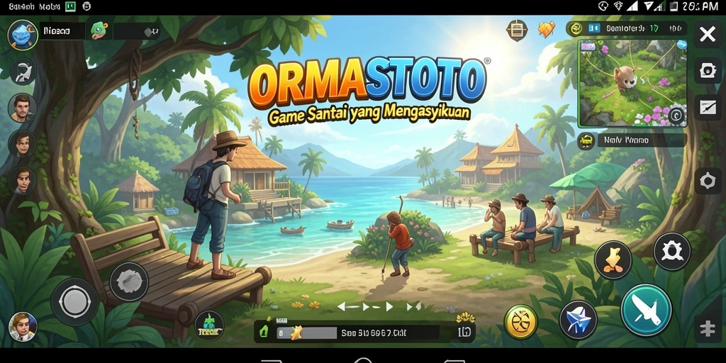 Tangkapan layar ORMASTOTO menampilkan gameplay santai dan penuh warna.