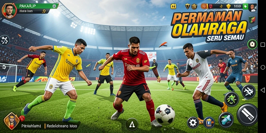 Tampilan screenshot utama PAKARJP menampilkan aksi seru dalam permainan olahraga.