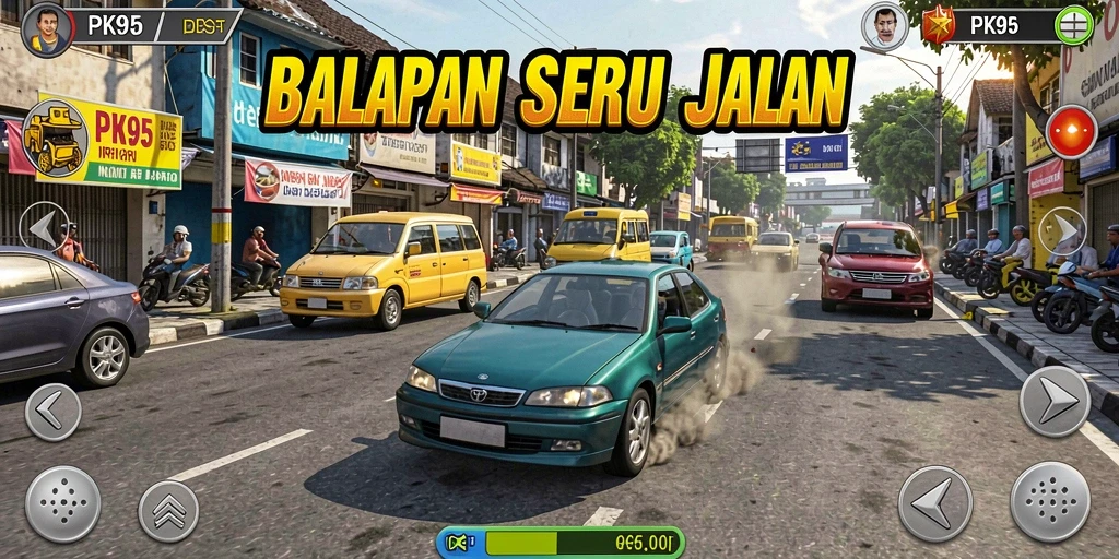 Tampilan gameplay balapan seru di PK95 dengan grafik memukau.