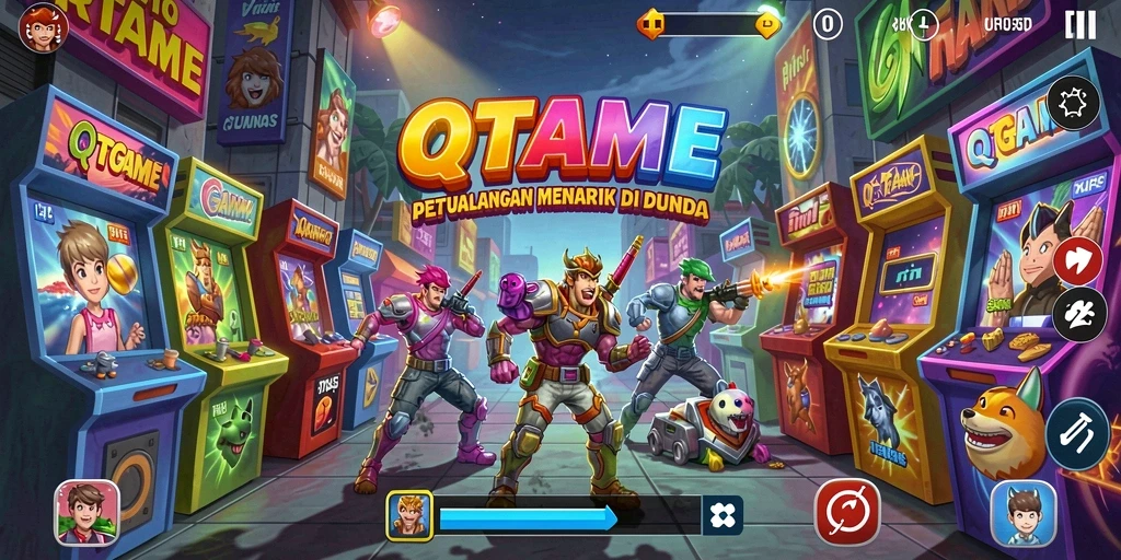 Screenshot QTGAME menampilkan aksi seru dalam permainan Arcade yang penuh tantangan.