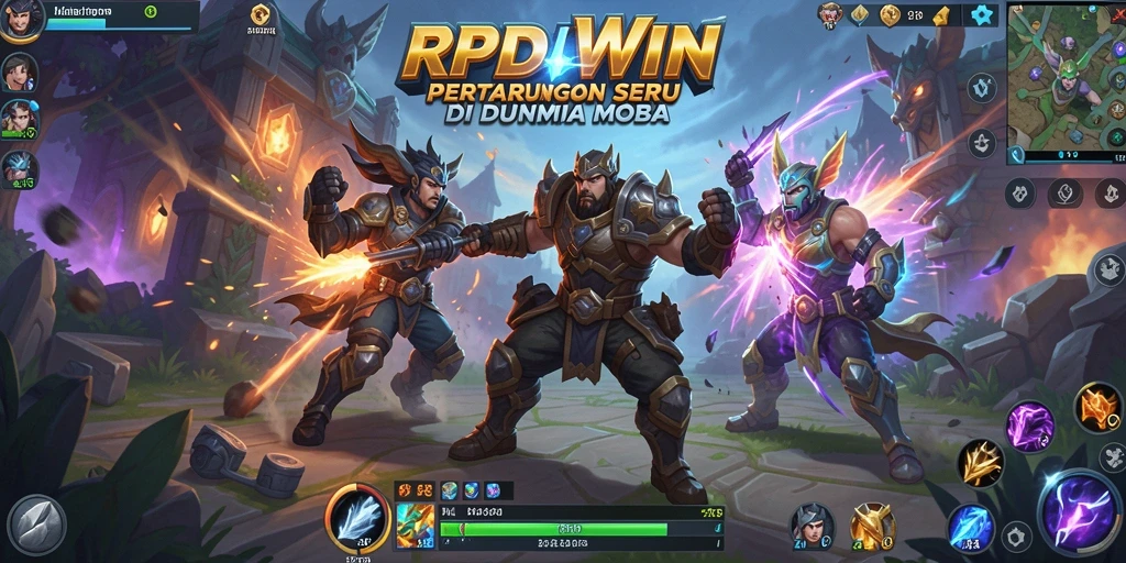 Tangkapan layar gameplay RPIDWIN yang menampilkan pertarungan tim seru.
