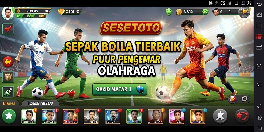 Tampilan gameplay seru dari SESETOTO dengan aksi permainan sepak bola.