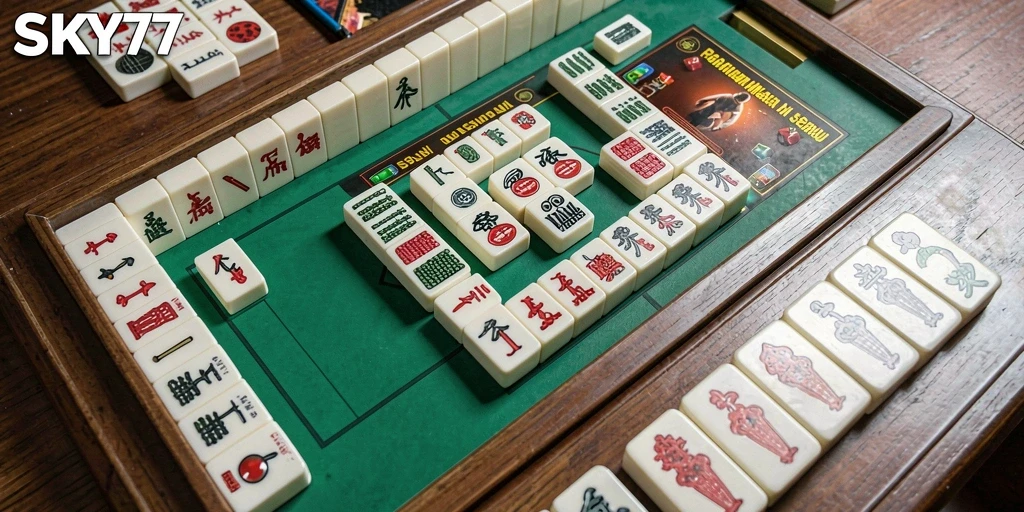 Tampilan seru dari gameplay Mahjong di SKY77.